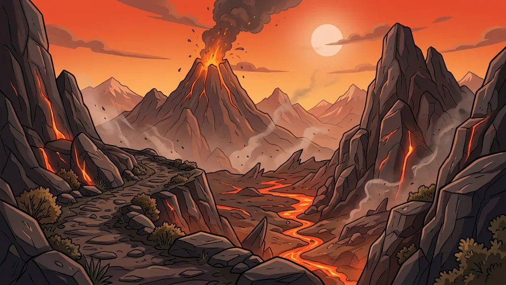 Emberfell Volcano, rivers of lava