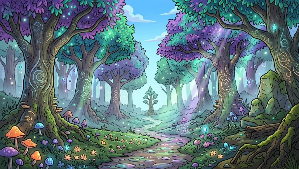 Fae Wildwood, a glowing magical forest